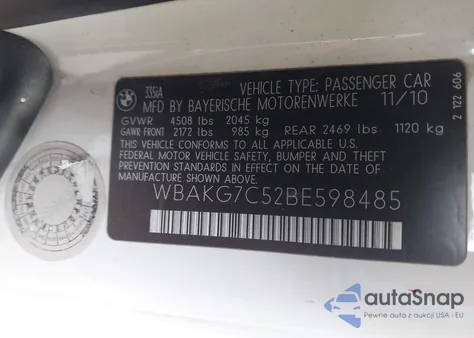2011 BMW 335I from USA, damaged, VIN WBAKG7C52BE598485